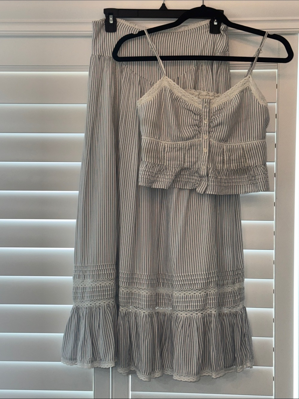 American Eagle Outfitters Navy and White Striped Skirt Set